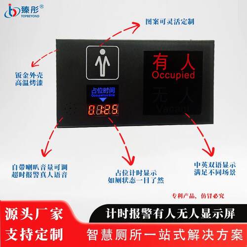 卫生间入厕计时计数超时报警厕所有人无人显示屏LED智能感应