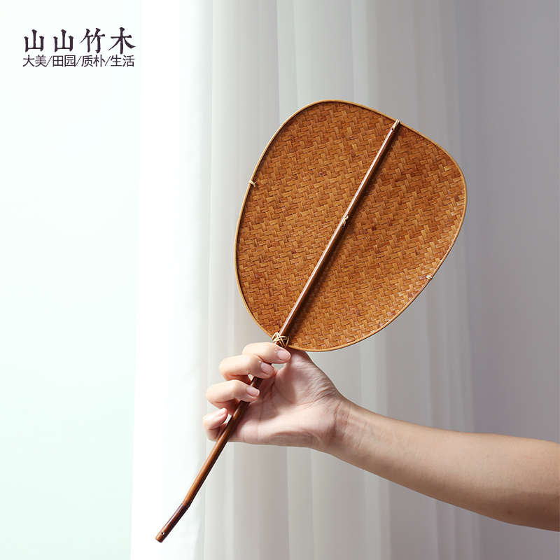 竹编清漆扇子手工竹制团扇宋代青篦扇汉服饰品纳凉舞蹈道具扇茶道