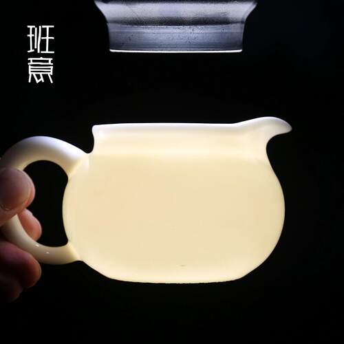 羊脂玉白瓷茶海陶瓷公道杯匀杯功夫茶具分茶器茶道公平杯德化白瓷