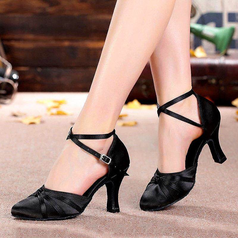Silk Satin Latin Dance Shoes Tango Salsa Ballroom Dancing Sh