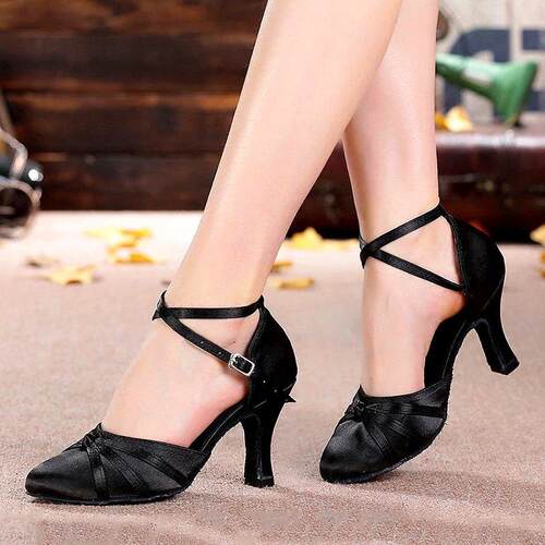 Silk Satin Latin Dance Shoes Tango Salsa Ballroom Dancing Sh