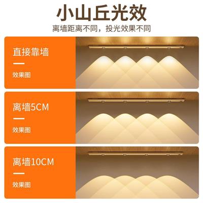 人体感应小山丘LED橱柜灯带充电式磁吸无线自粘客厅酒柜鞋柜灯条