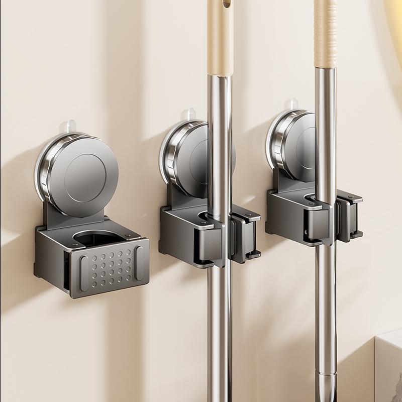 强力真空吸盘拖把架厕所阳台墙上置物收纳架卫生间壁挂扫把拖把夹