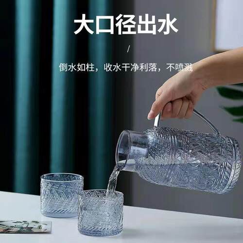 复古冷水壶玻璃家用凉水壶耐高温大容量果汁饮料凉白开茶壶套装