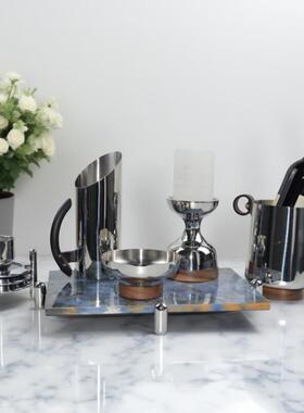 简约现代样板间样品屋展示中心咖啡主题水吧台茶几咖啡壶托盘组合