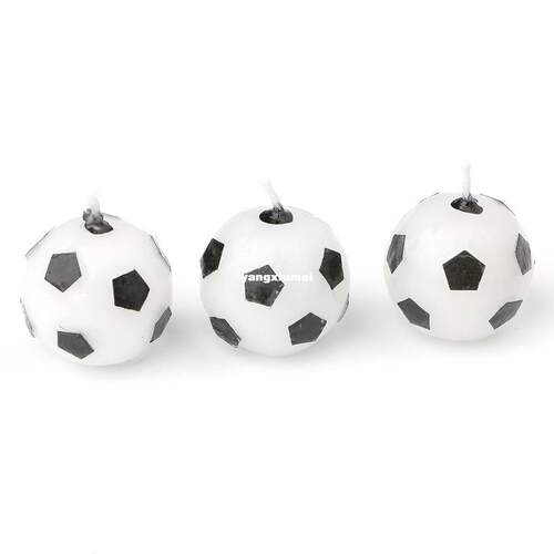 3Pcs Soccer Ball Football shape happy birthday candle cake d