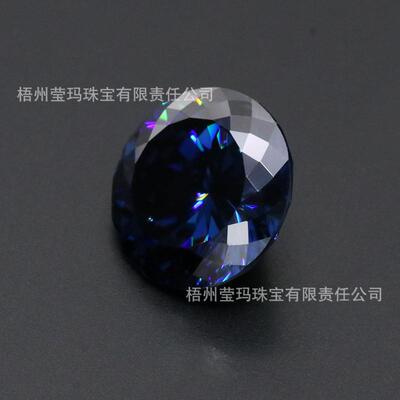 高品质通透晶亮宝蓝色圆形莫桑石 Moissanite莫桑钻火彩折射率好