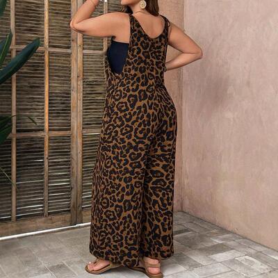 Women's Plus Size Long Sleeveless Animal Leopard Print Pants