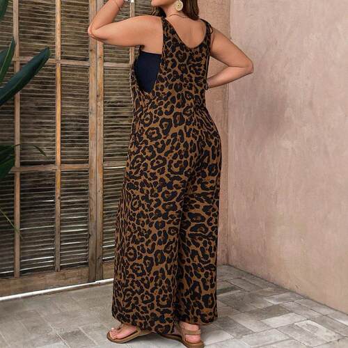 Women's Plus Size Long Sleeveless Animal Leopard Print Pants