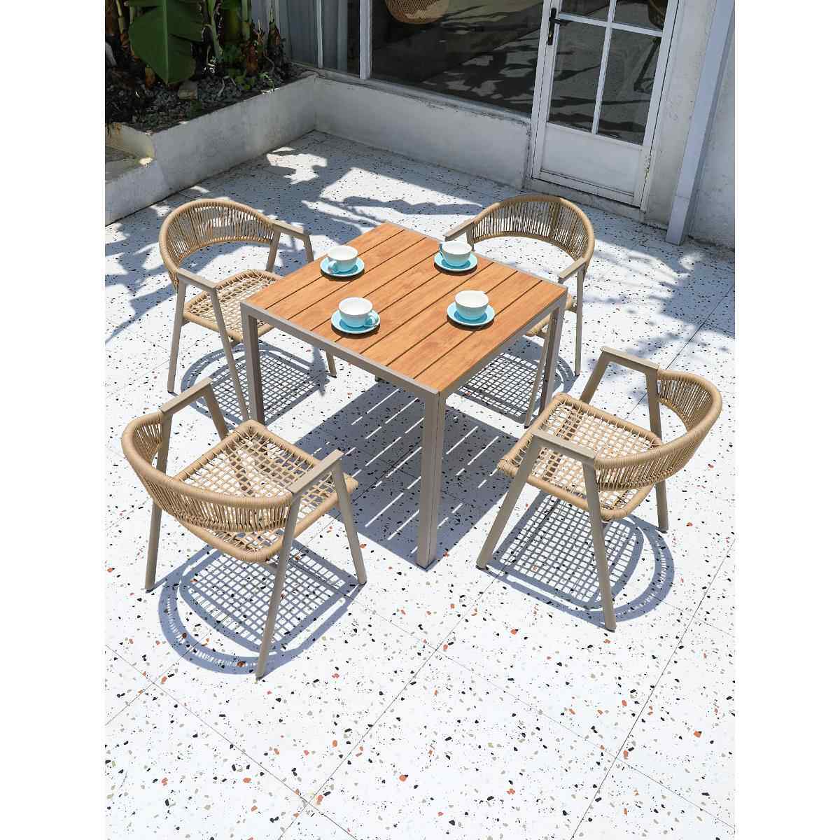 户外桌椅庭院花园休闲藤椅组合室外带伞阳台别墅编藤桌椅高档家具