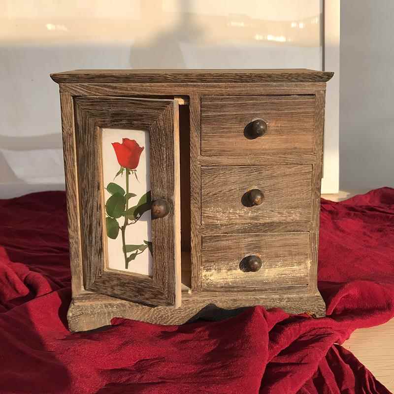 高档木质饰盒古风复古实木首收纳盒手首品耳饰钉耳环项饰链盒首饰