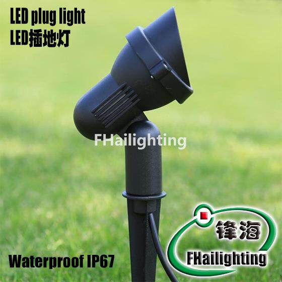 户外防水LED地插灯草坪投射灯圆形插泥灯庭院射树灯插地灯3W5W