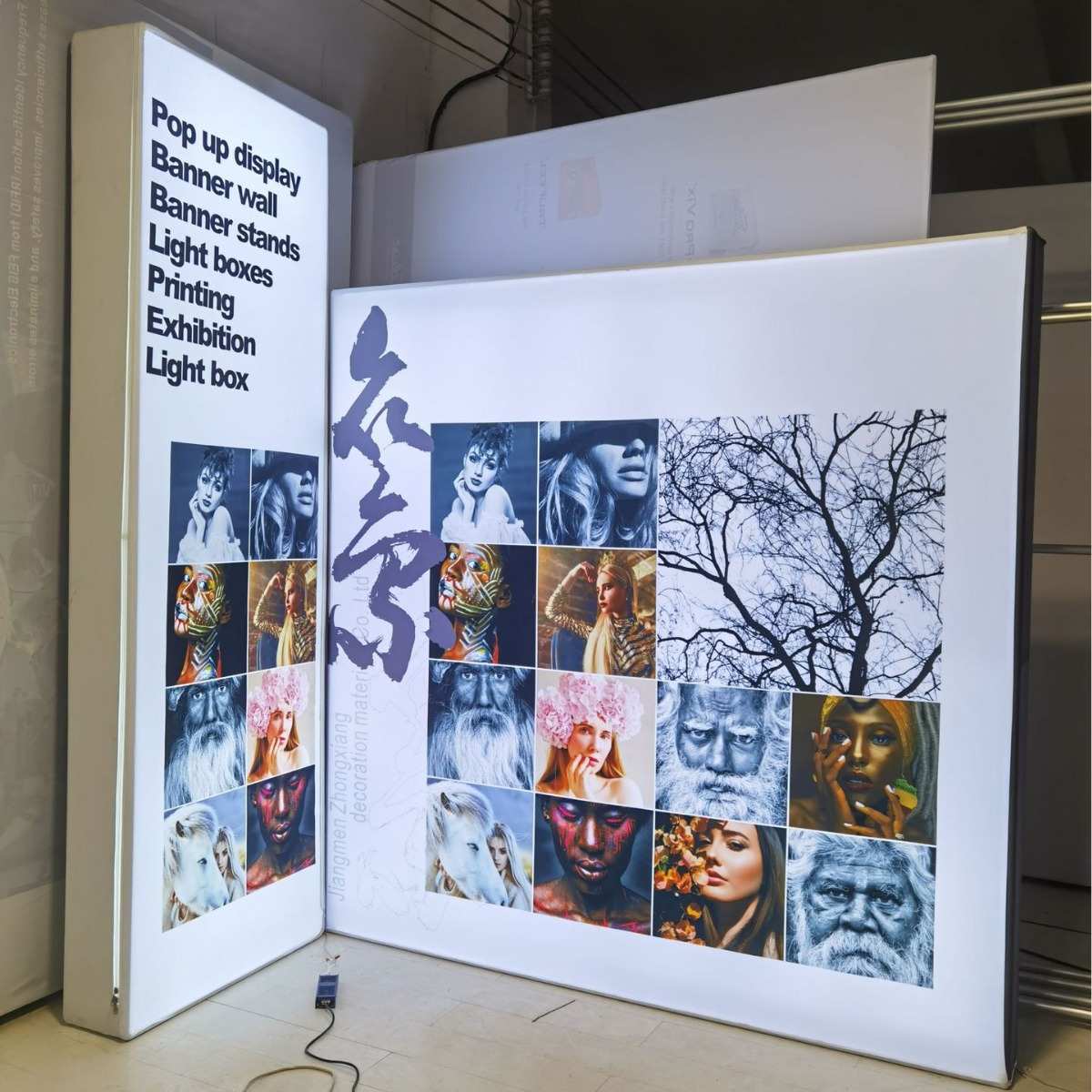 LED卡布拉网展架折叠快幕秀背景墙背景架 会展板双面灯箱展位供应
