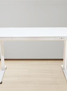 现代简桌约可儿童桌可式床动边白色玻345璃金属烤漆电动升降书桌