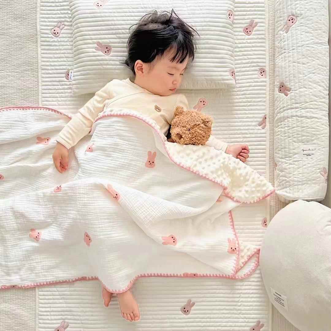棉双层纱毯豆豆毯四季款儿童盖幼儿QKM园午休全毯