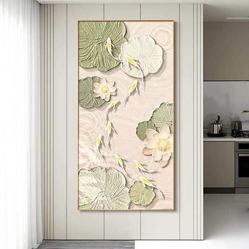 九鱼图玄关装饰画简约现代过道走廊尽头挂画奶油风入户门客厅壁画