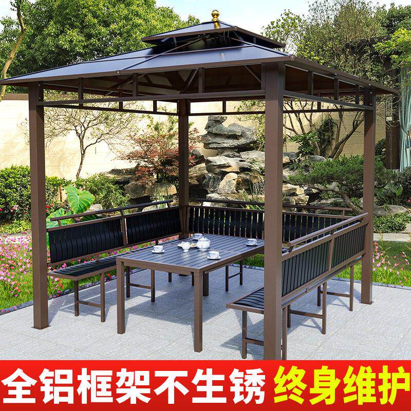 户外庭院凉亭帐篷别墅现代阳台楼顶室外阳光板铝合金花园休闲亭子