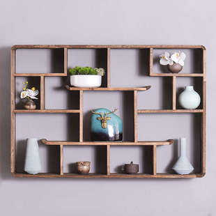 博古架实木中式茶具壁挂多宝阁墙上架子置物架挂墙式博古架摆件