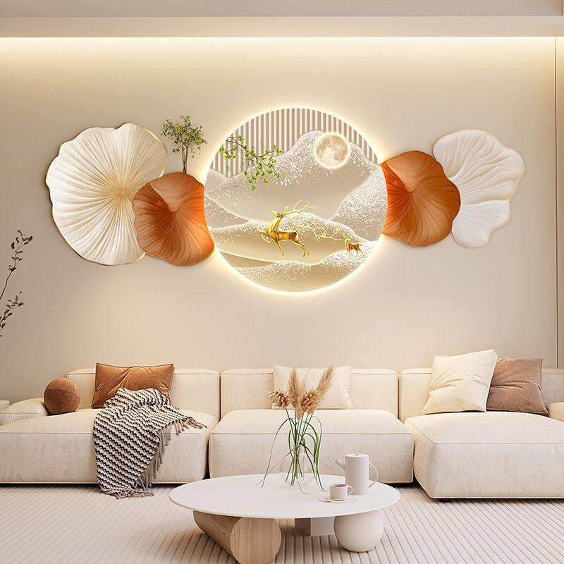 客厅沙发背景墙装饰画 画招财山水现代简约免打孔壁画 画创意墙面