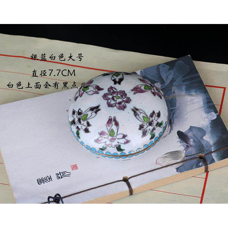 高档闺房小物 正宗80年代珐库存老货铜胎掐丝琅北景泰蓝盒首饰京