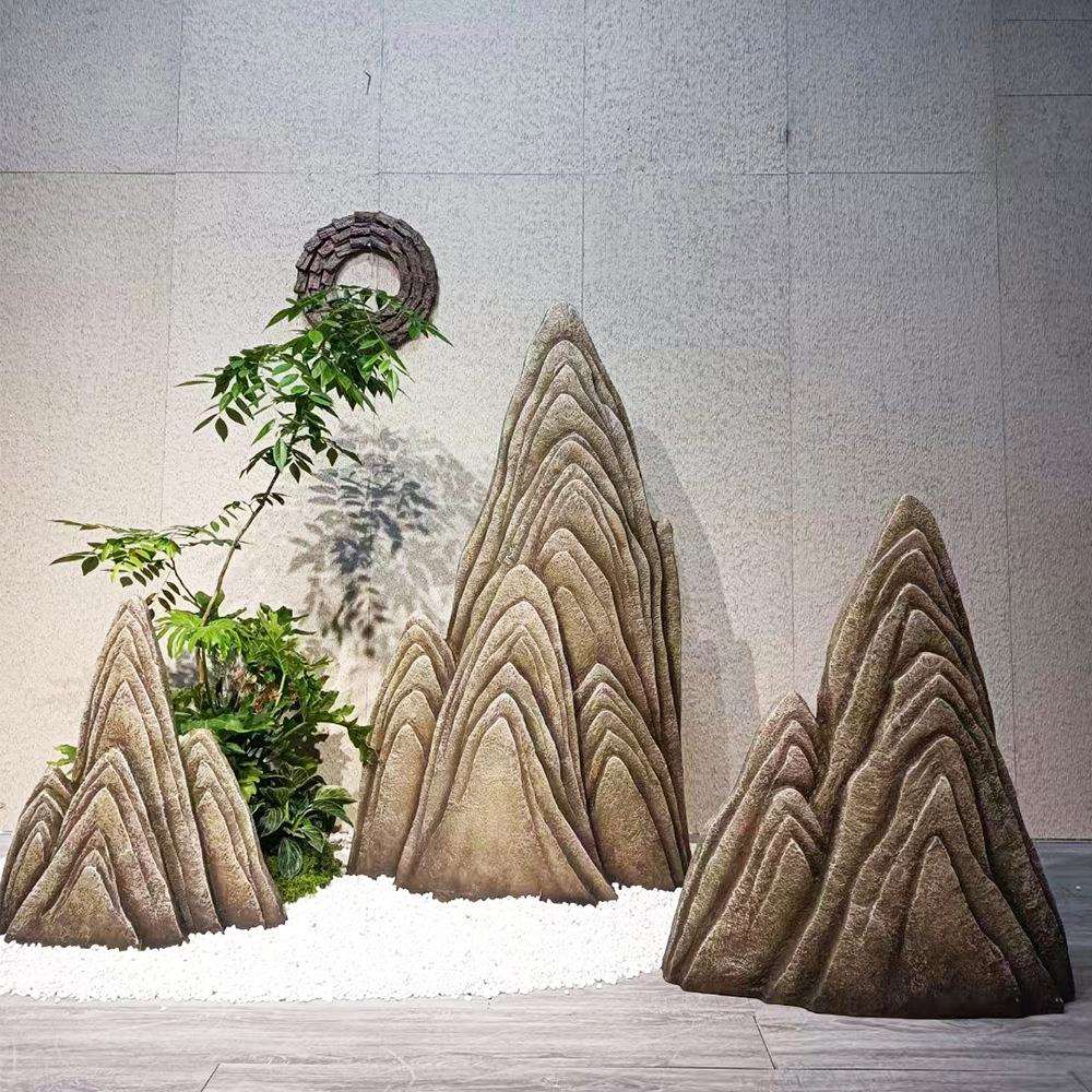 庭院玻璃钢 仿真石头 室内软装装饰 假山石摆件 山峰石 生态造景