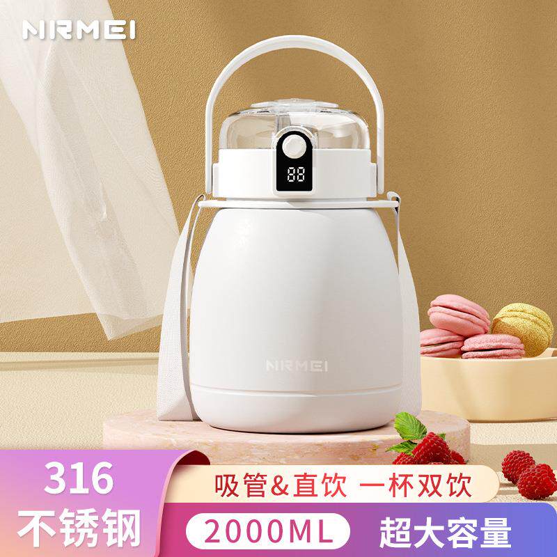 吨吨桶大肚保温杯大容量1000毫升316不锈钢带茶隔温显吸管水杯子