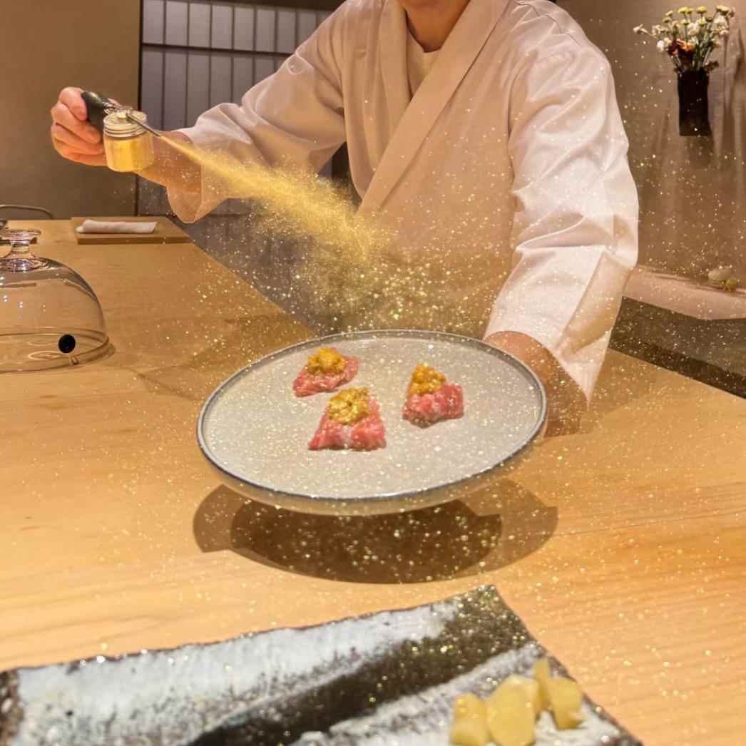 日本料理寿司仪式感撒粉工具气囊长管金粉喷瓶