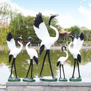 户外置仿真仙鹤摆丹顶鹤模水JH 0115池布型造景玻璃钢雕塑园林景