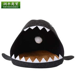 可拆洗半封闭式 四季 宠物窝 毛毡宠物窝 供应鲨鱼宠物猫窝狗窝