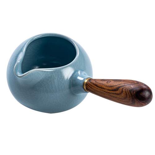 汝窑天青侧把公道杯过滤一体陶瓷高端分茶器公杯茶海配件茶漏套装