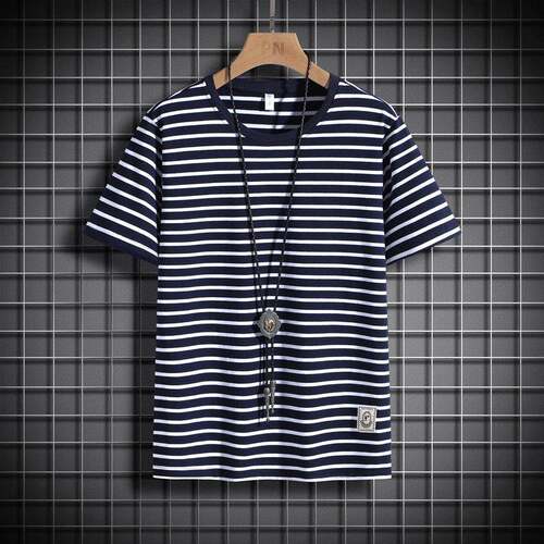 New Summer Men’s Striped Short-Sleeve T-Shirt — Loose Fit