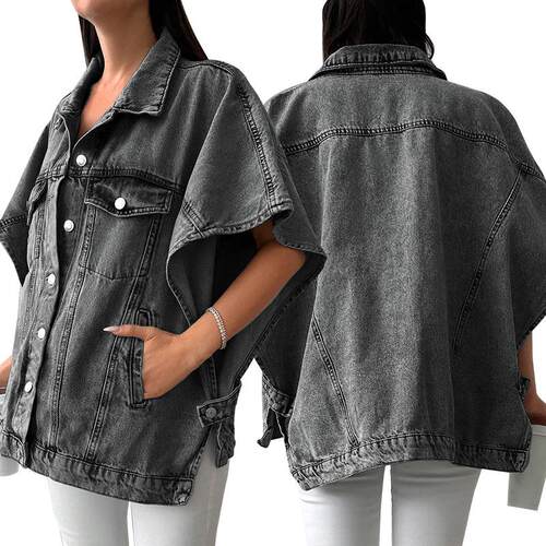 Cowboy off shoulder sleeve jacket牛仔落肩袖小外套