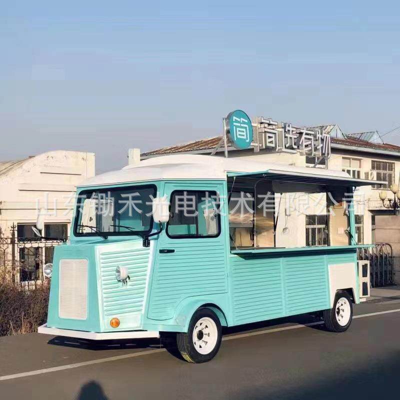 复古雪铁龙餐车露营车 移动咖啡奶茶移动餐车 装饰拍照道具车