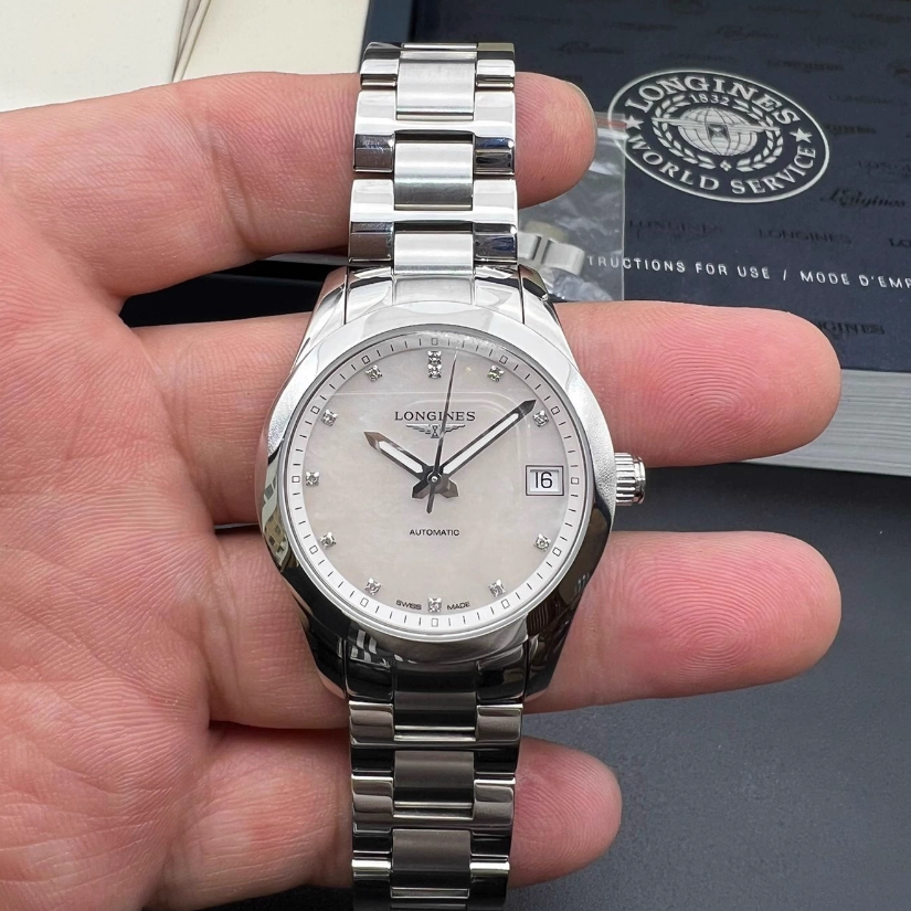 全套9.8新 浪琴康铂系列钢自动机械34MM女表L2.385.4.87.6运动款