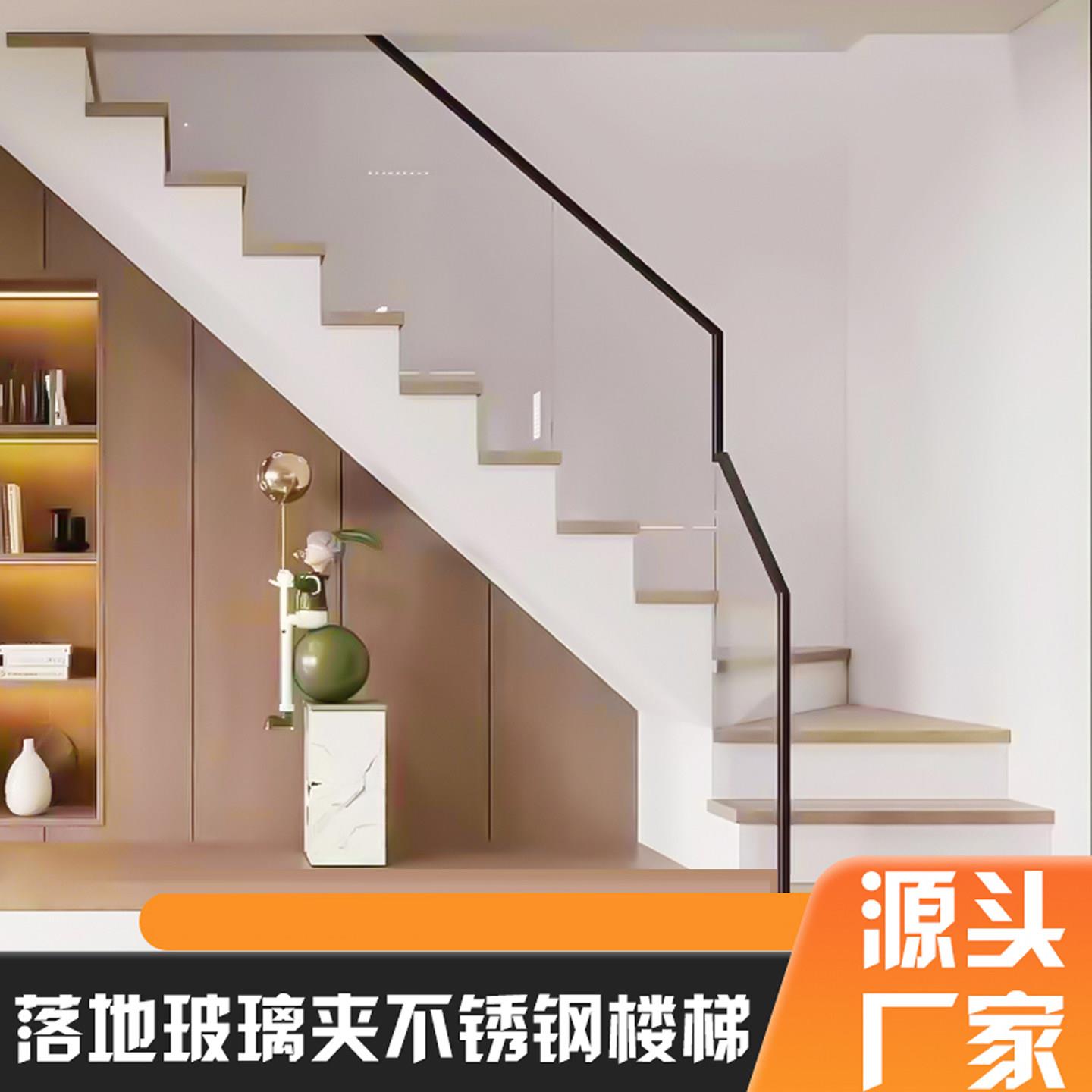 武汉定制玻璃楼梯扶手室内简约玻璃护栏阳台护栏无框玻璃楼梯扶手