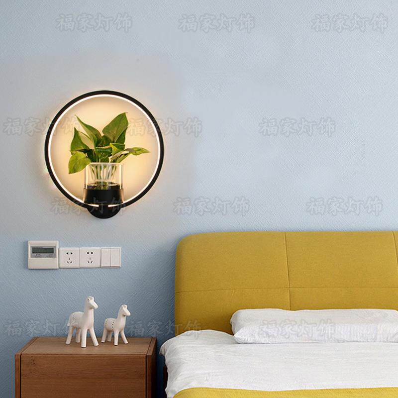 现代简约北欧创意客厅餐厅楼梯过道灯书房卧室床头灯水培植物壁灯