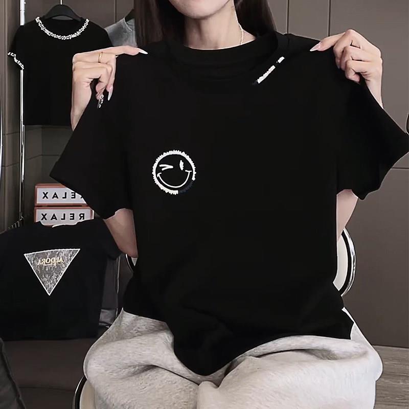 刺绣纯棉t恤女短袖2026夏季新款宽松百搭大码小众设计感女士上衣