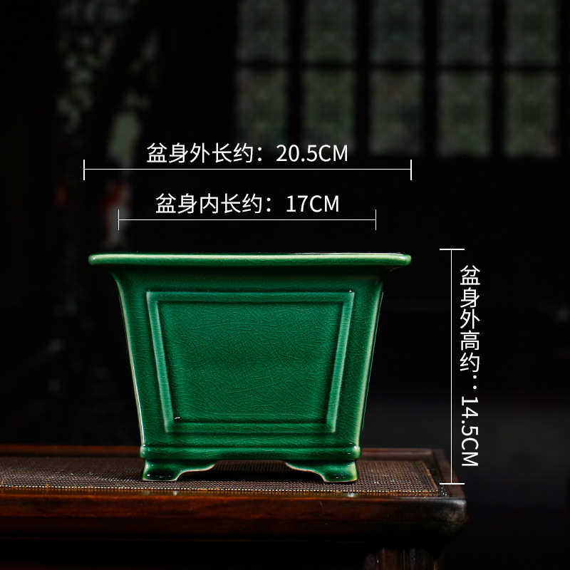 盆简约蝴蝶兰瓷釉中号紫砂多文竹宜兴花盆肉陶透气批发有孔正方口