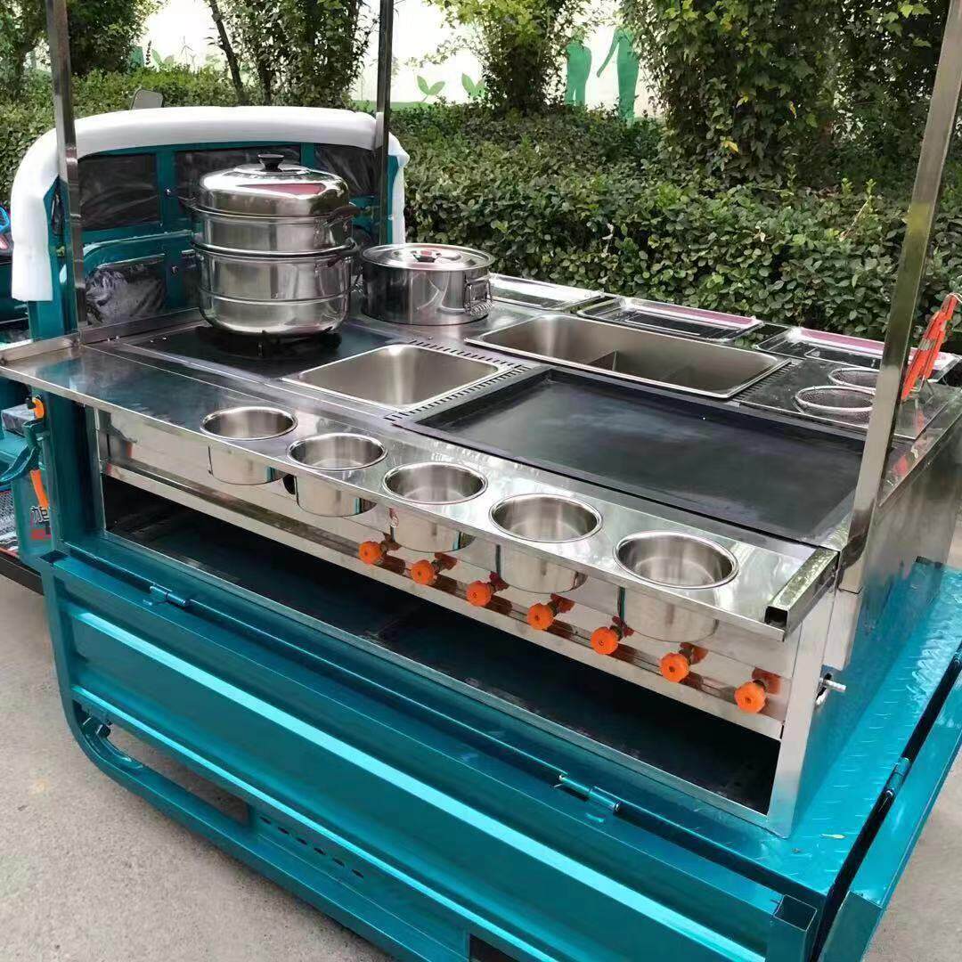 电动三轮小吃车流动餐车多功能操作台移动美食车摆摊出摊早餐推车