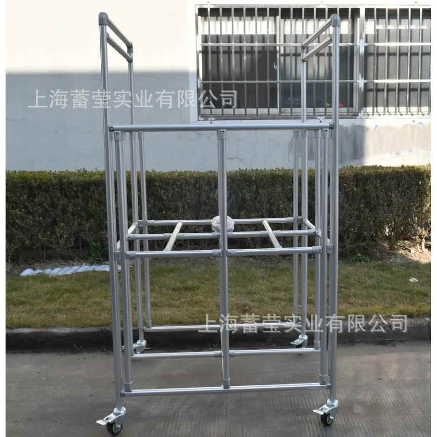 上海厂家供应第三代铝合金精益管线棒工具推车工作台可移动支架车