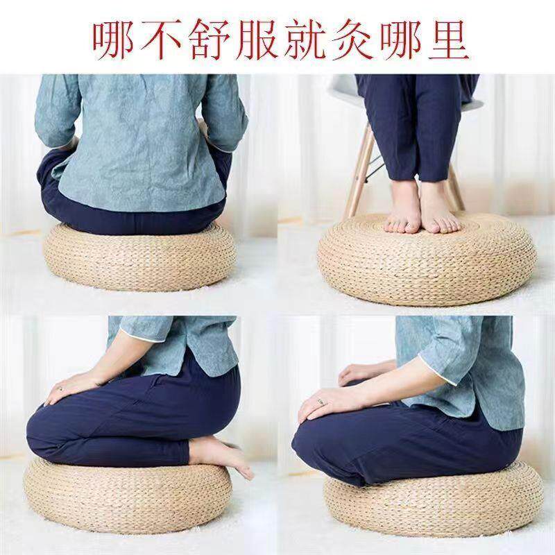 蒲草手工蒲团坐垫圆形坐灸仪随身灸家用坐灸垫女性地上田园风蒲垫
