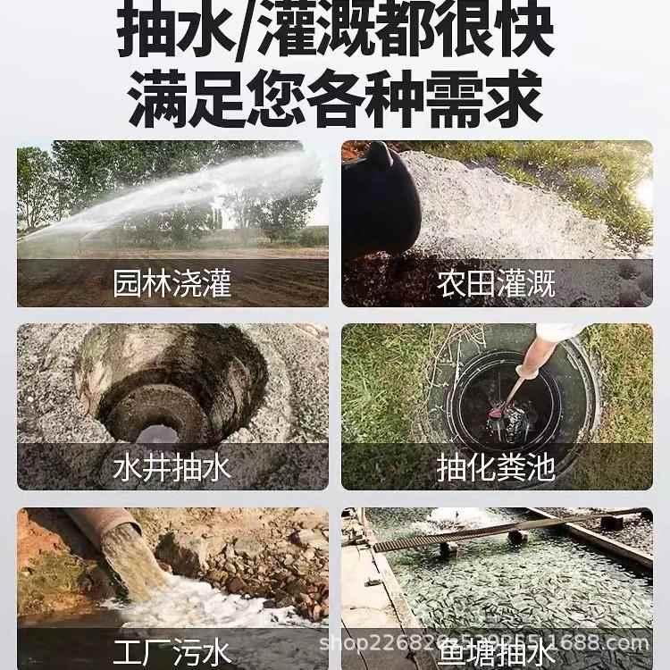 小型用清水农泵切2割泵污水泵家用潜水泵高扬抽水器20V灌程XVA溉