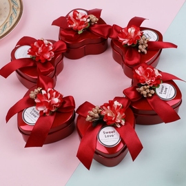 欧式喜糖盒子创意玫瑰花婚礼，用品中国风，马口铁结婚糖盒糖果盒铁盒