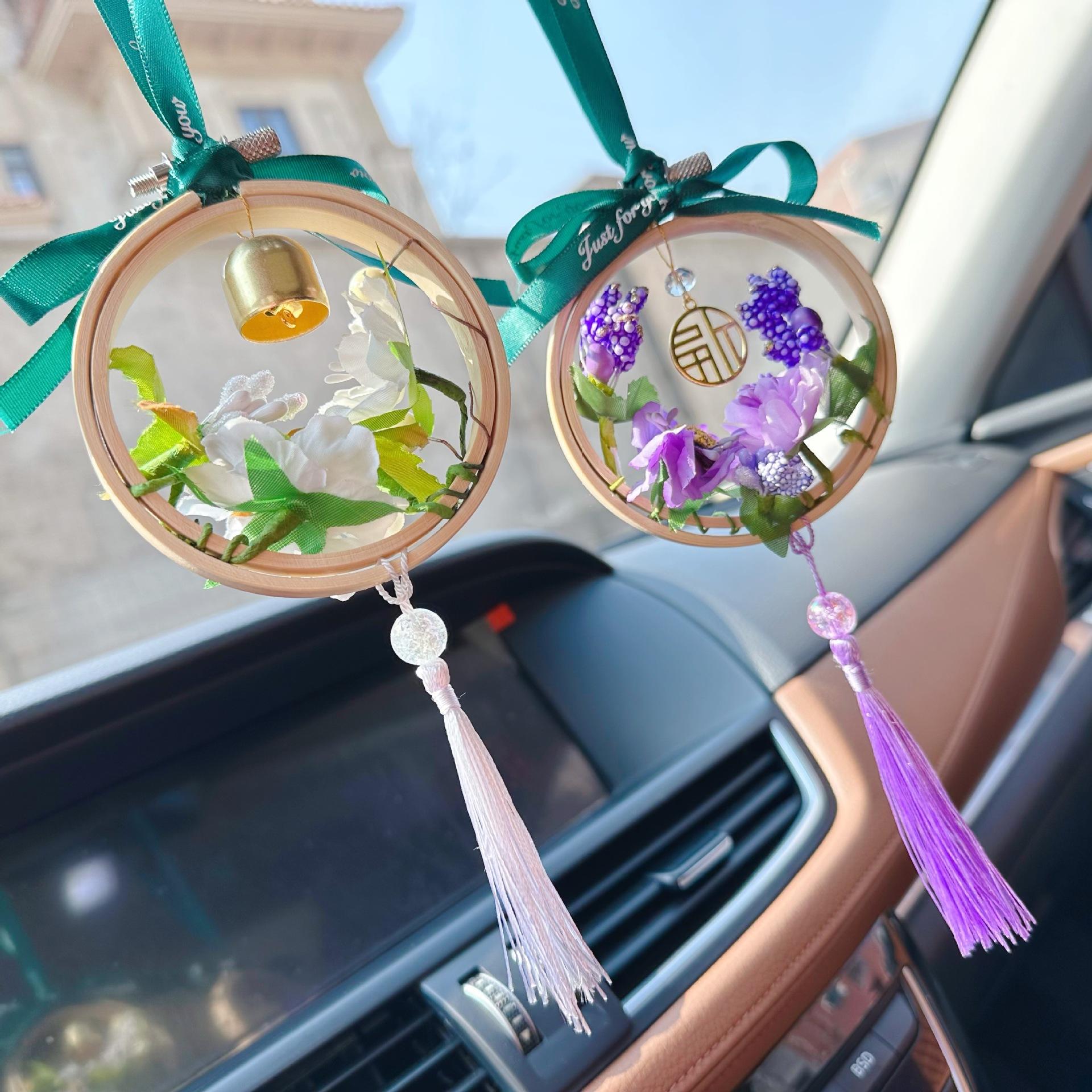 国风后视镜幼儿园车载汽车装饰风车吊坠diy挂件亲子材料包装创意