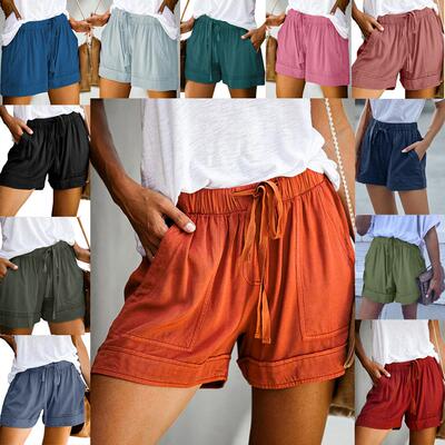 Womens Comfy Drawstring Casual Elastic Waist Pocketed Shorts