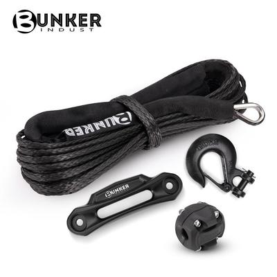 BUNKER INDUST 8200磅汽车越野车拖车绳牵引绳15米黑色绞盘绳套装