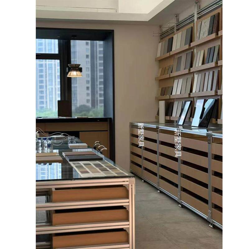 来图纸海洋板物料柜铝型材展示架子中岛展示台商店抽屉式木柜