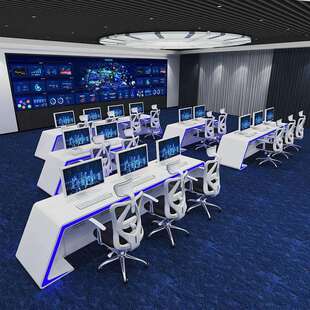 现代弧形控制台指挥中心中控台调度台电脑台监控台调度烤漆办公桌