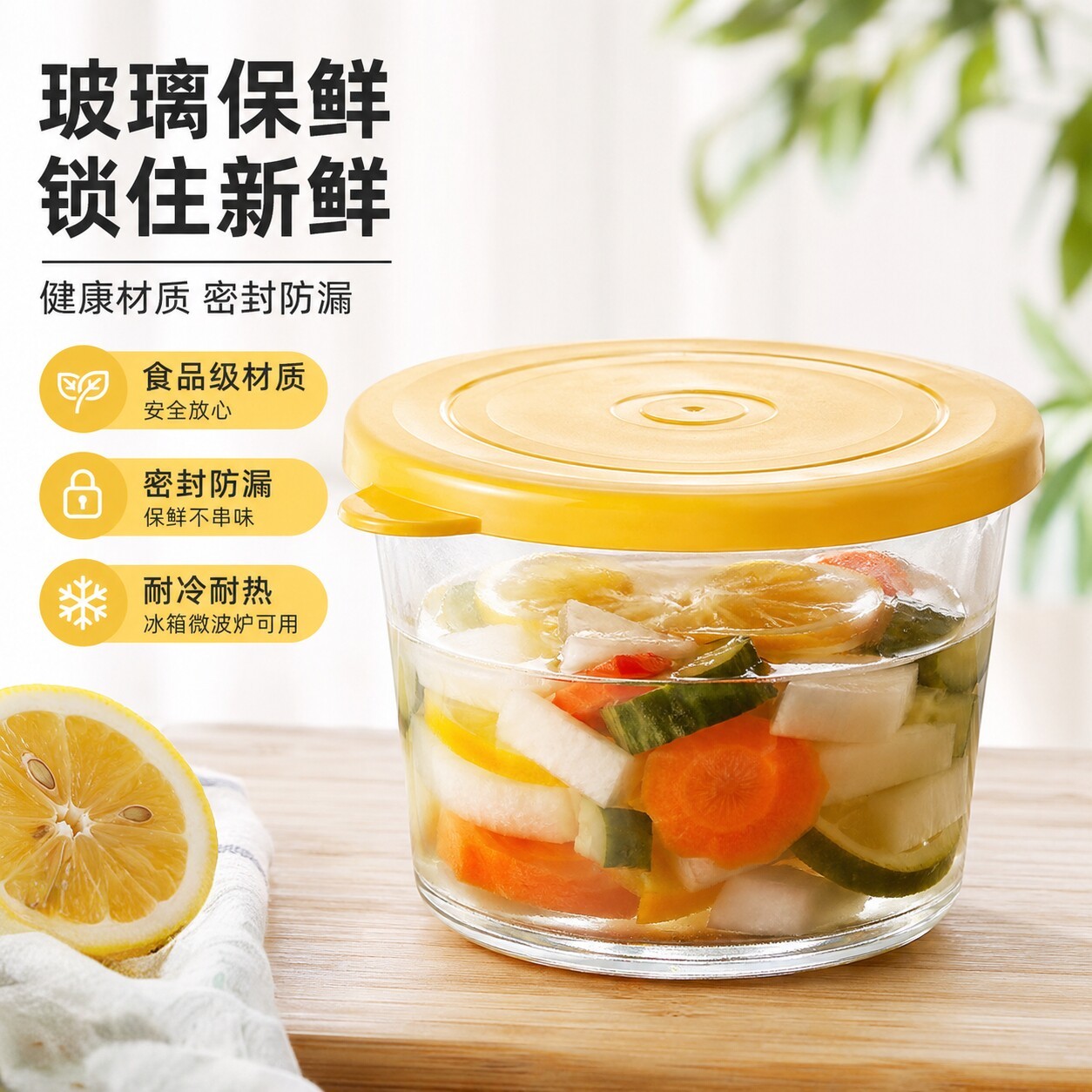 玻璃小碗带盖食品级咸菜密封罐玻璃保鲜盒冰箱小菜泡菜分装收纳盒