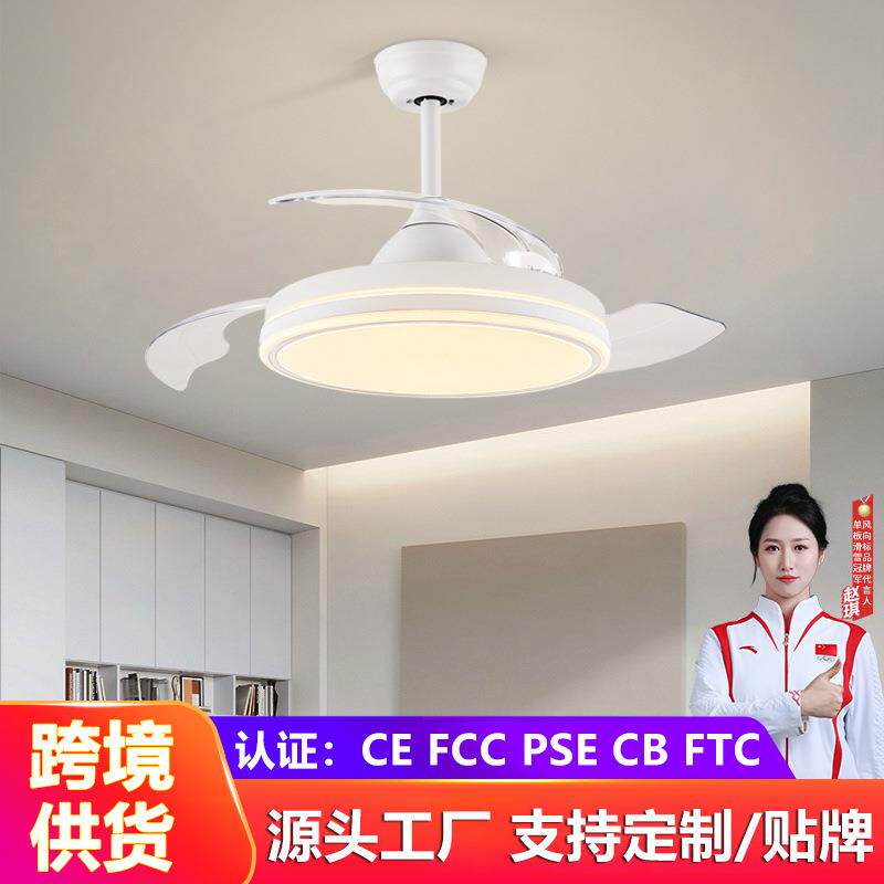 现代简约风扇灯吊扇灯家用客厅餐厅卧室隐形吸顶带电扇吊灯一体